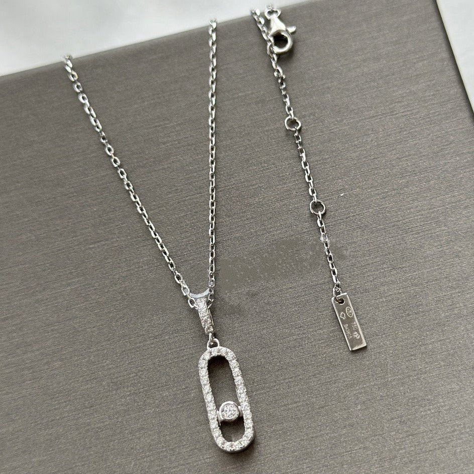 Messika Move Uno LM Silver Diamond Paved Necklace