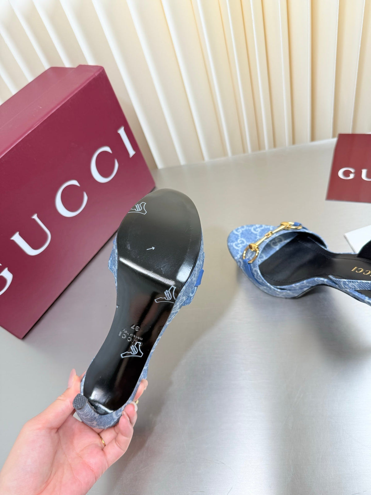 Gucci 26s Slingback Pump 10.5cm Blue Denim