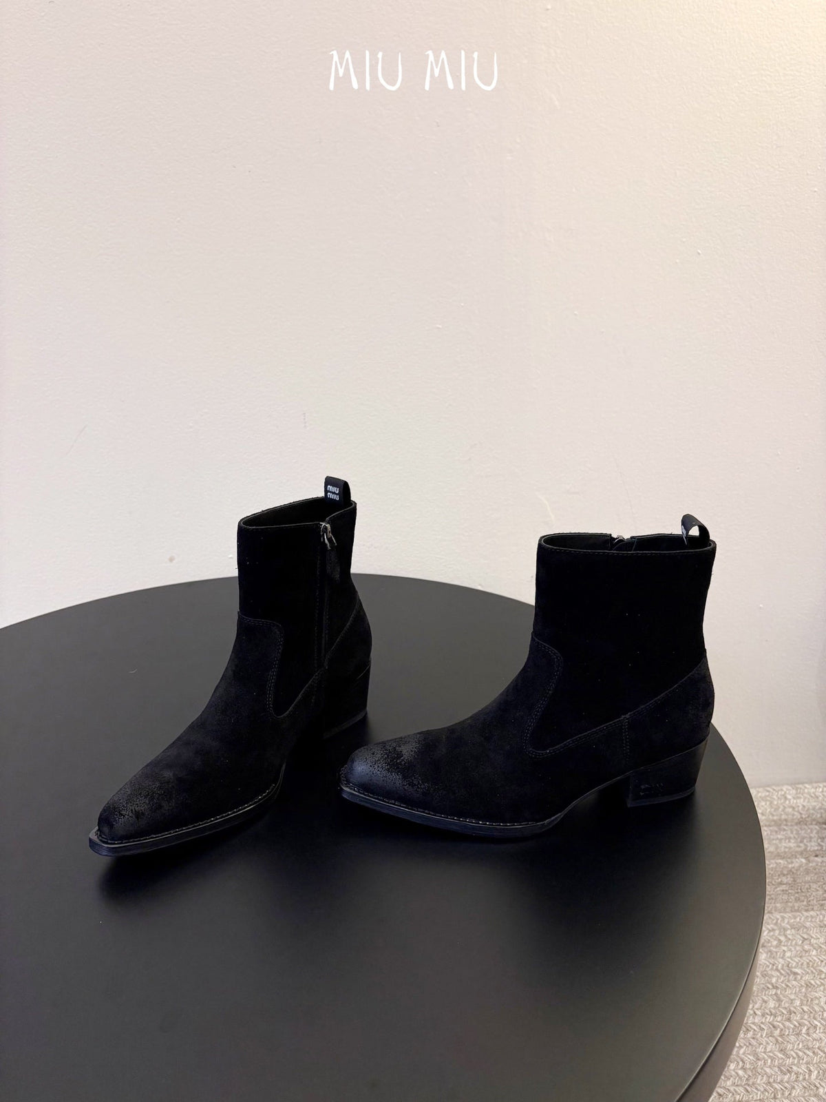 Miumiu 26s Western Ankle Boots Black Suede