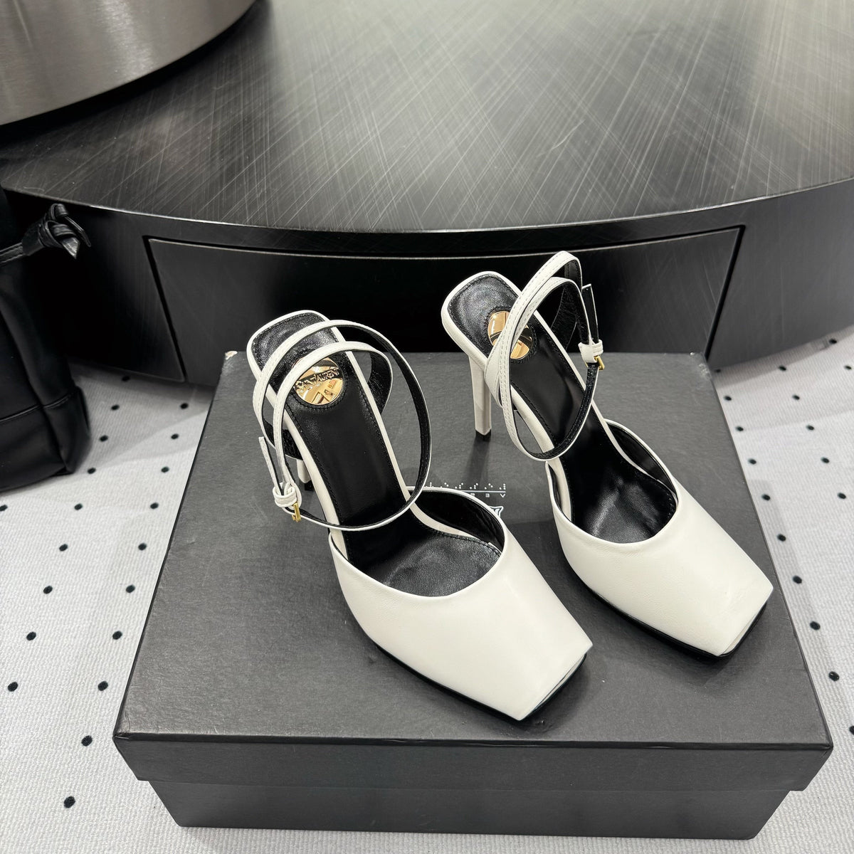 YSL 26S Square-Toe High Heels 105 Mm White Calfskin