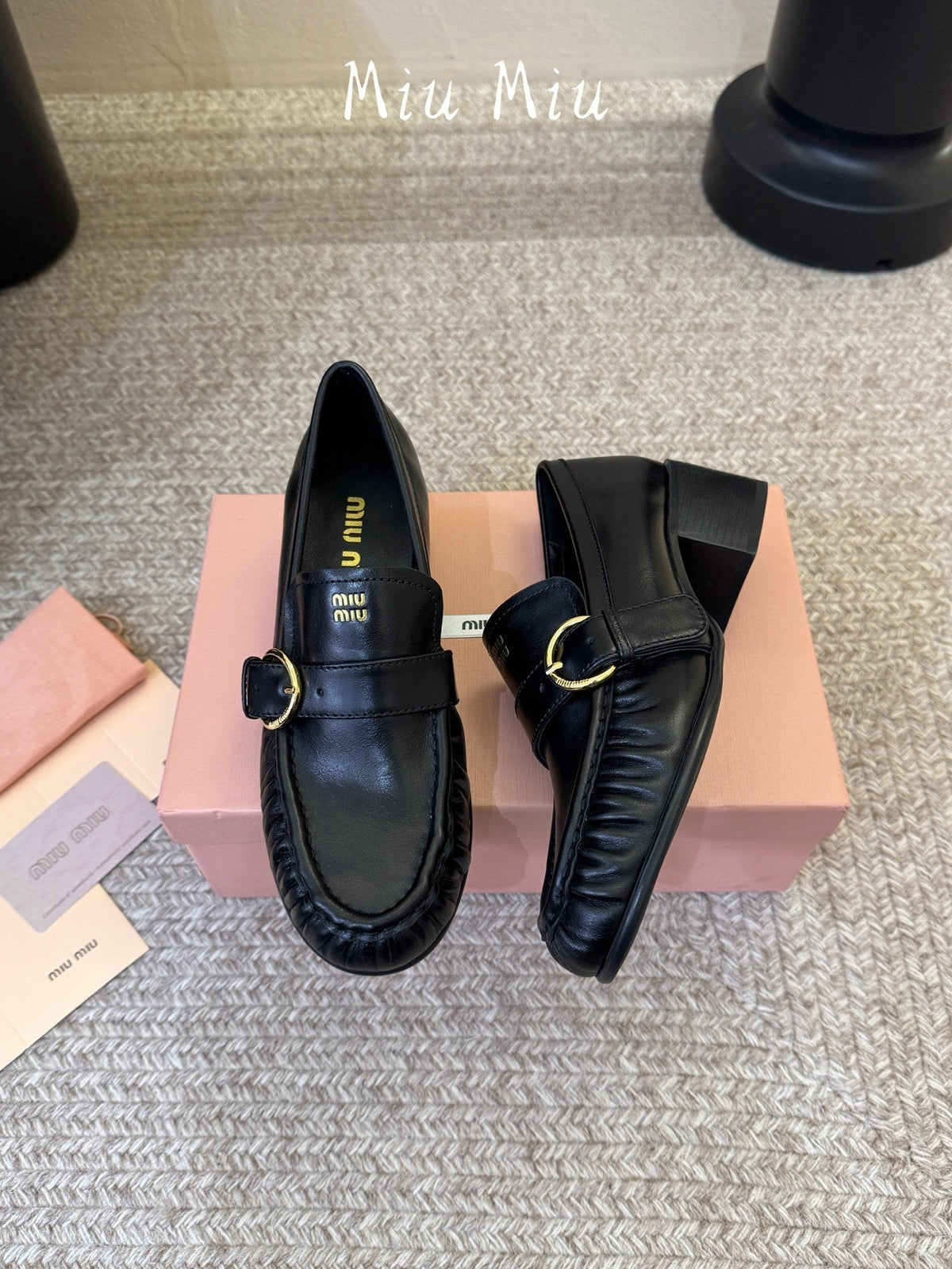 Miumiu 26s Heel Loafers 5cm Black Calfskin