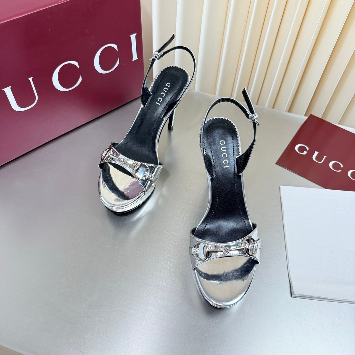 Gucci 26s Slingback Pump 10.5cm Silver Calfskin