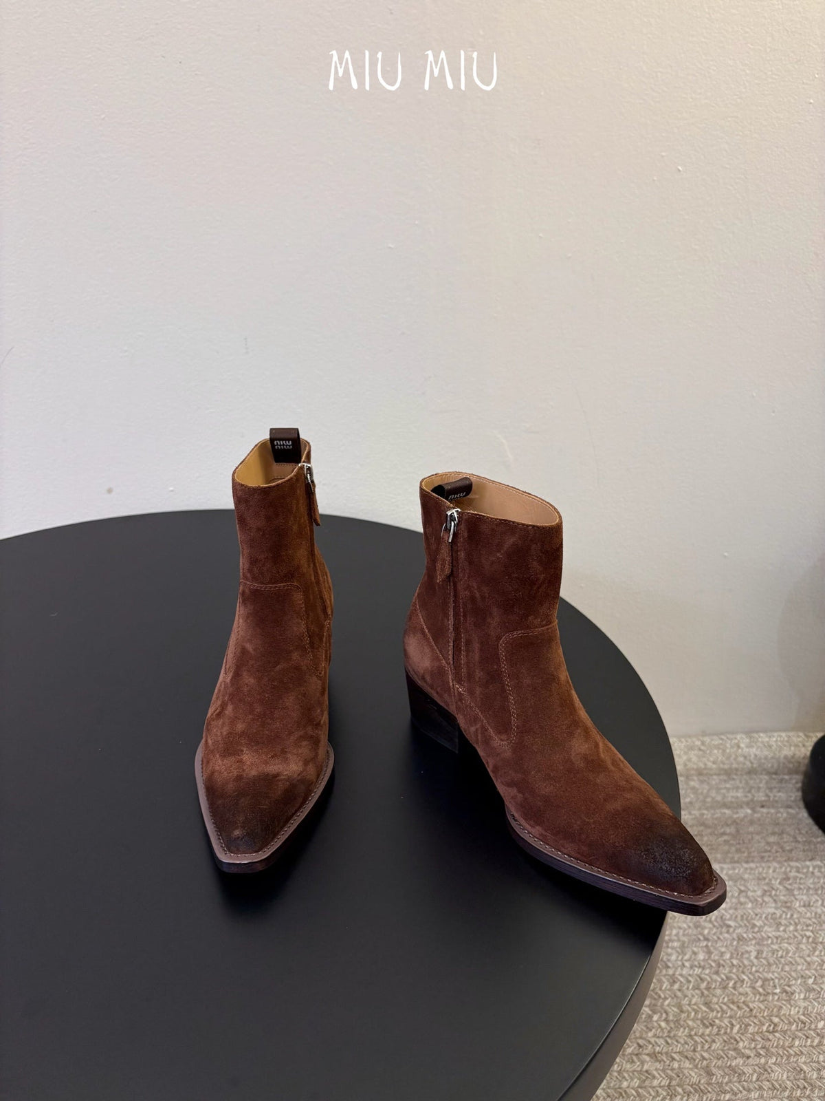 Miumiu 26s Western Ankle Boots Brown Suede