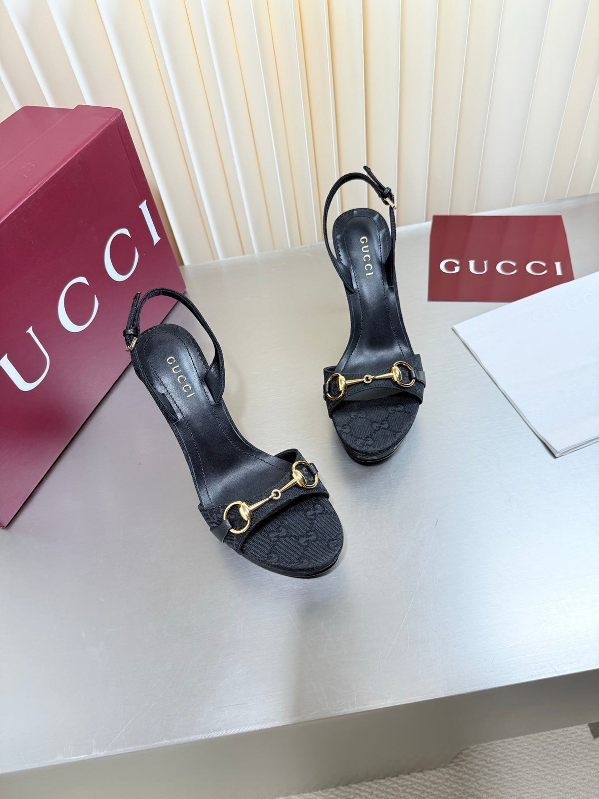 Gucci 26s Slingback Pump 10.5cm Black GG Canvas
