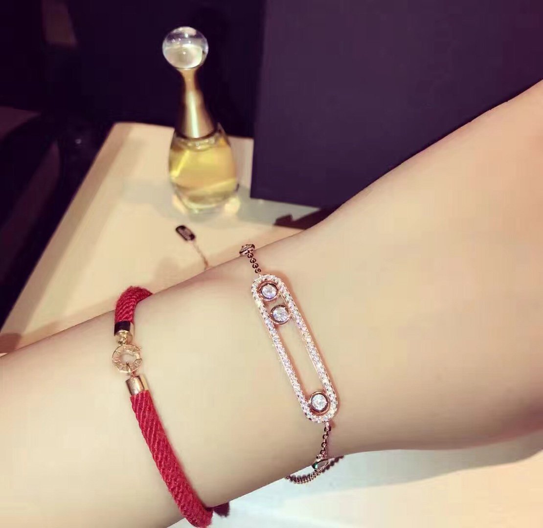 Messika Baby Move Paved Pink Gold Diamond Bracelet