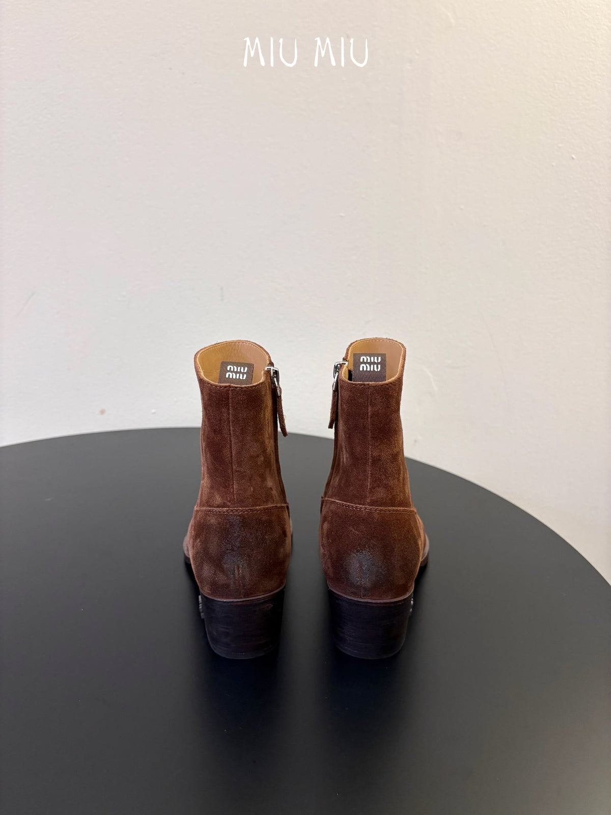 Miumiu 26s Western Ankle Boots Brown Suede