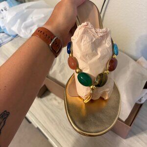 Gianvito Rossi Shanti Thong Sandal Gold Leather