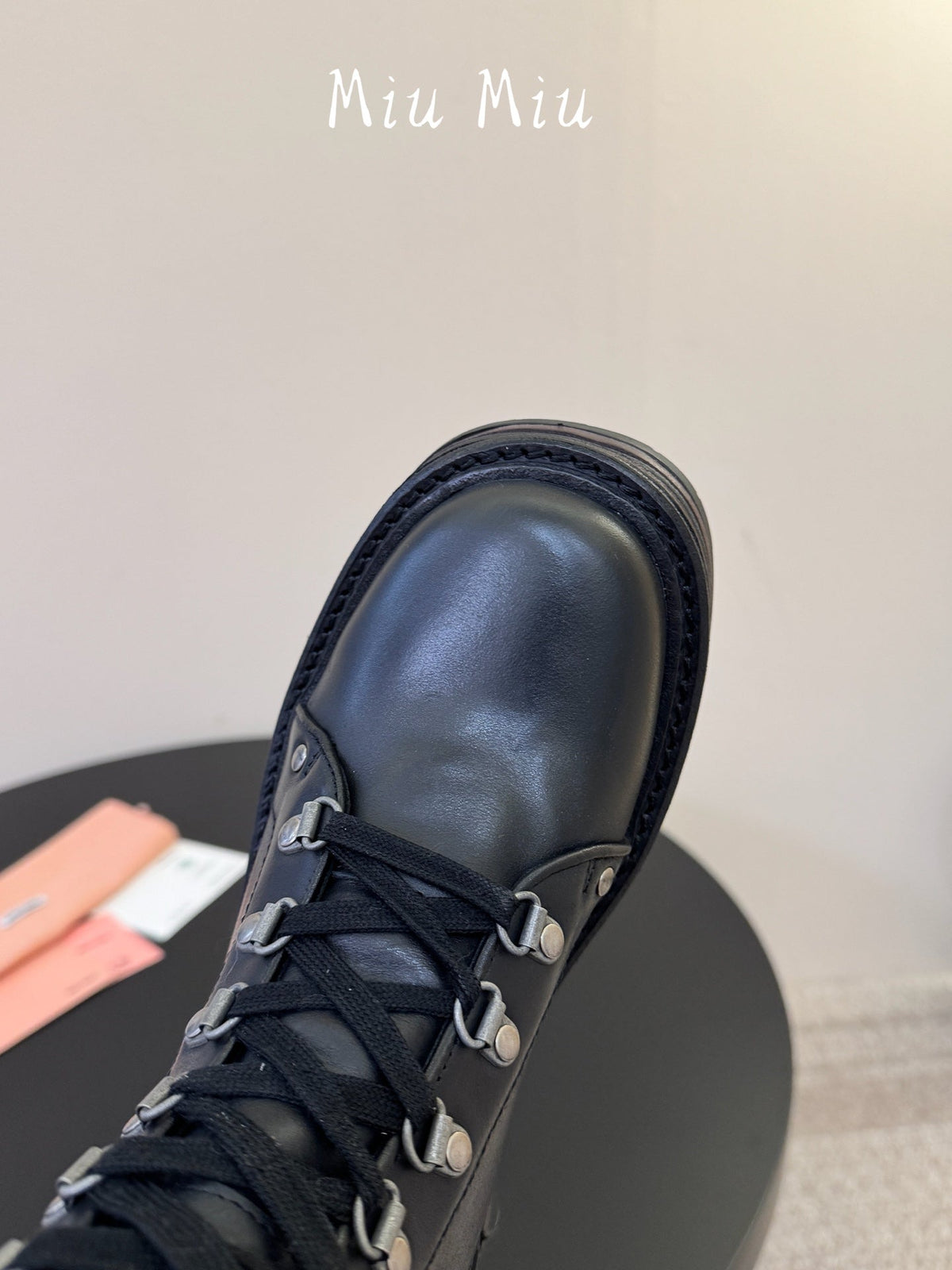 Miumiu 26s High Hiking Boots Black Calfskin