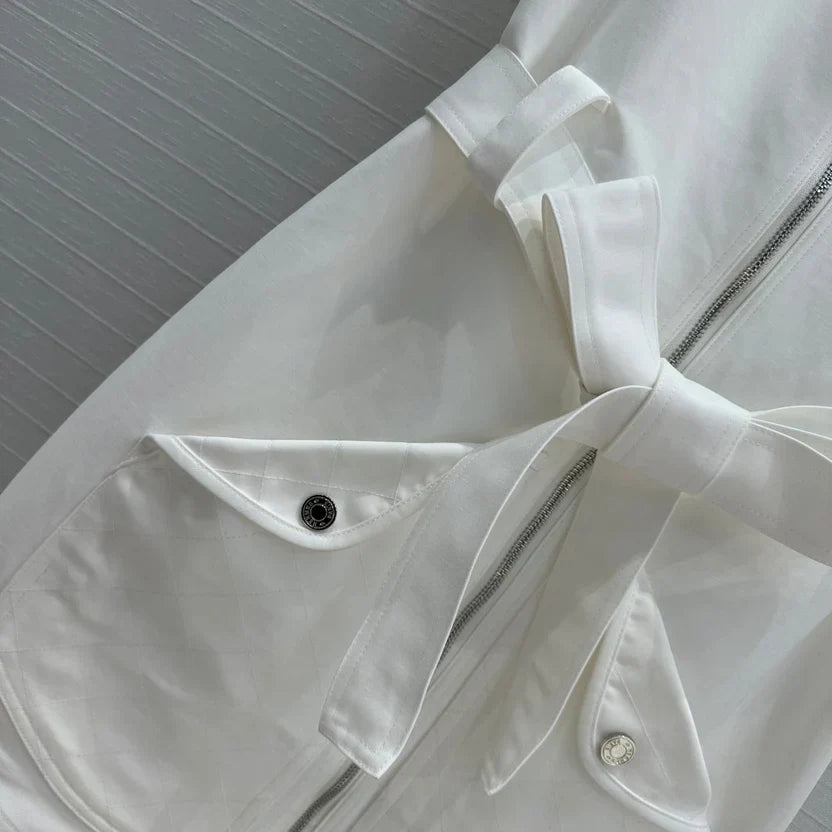 HM Majia Zipped Sleeveless Dress in White Cotton