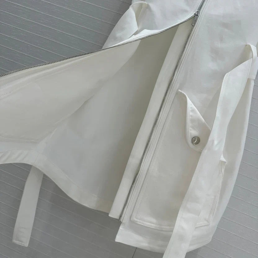 HM Majia Zipped Sleeveless Dress in White Cotton