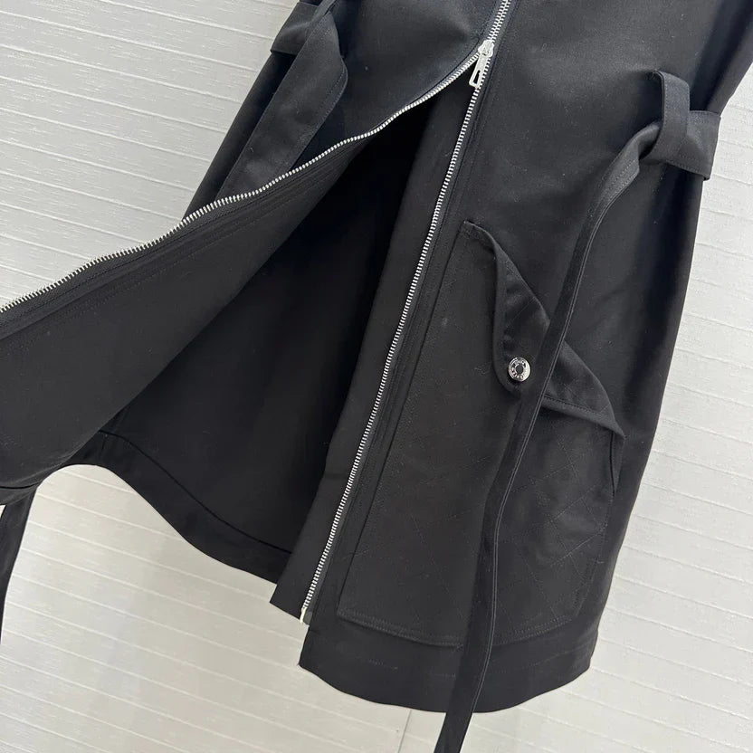 HM Majia Zipped Sleeveless Dress in Black Cotton