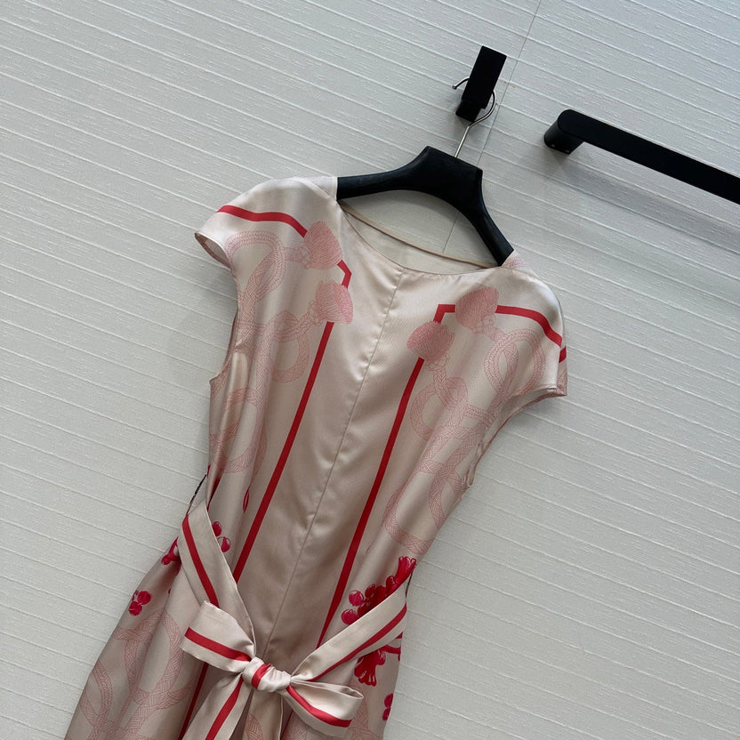 HM 25S Palefroi Remix Sleeveless Dress Graphic Print in Pink Silk