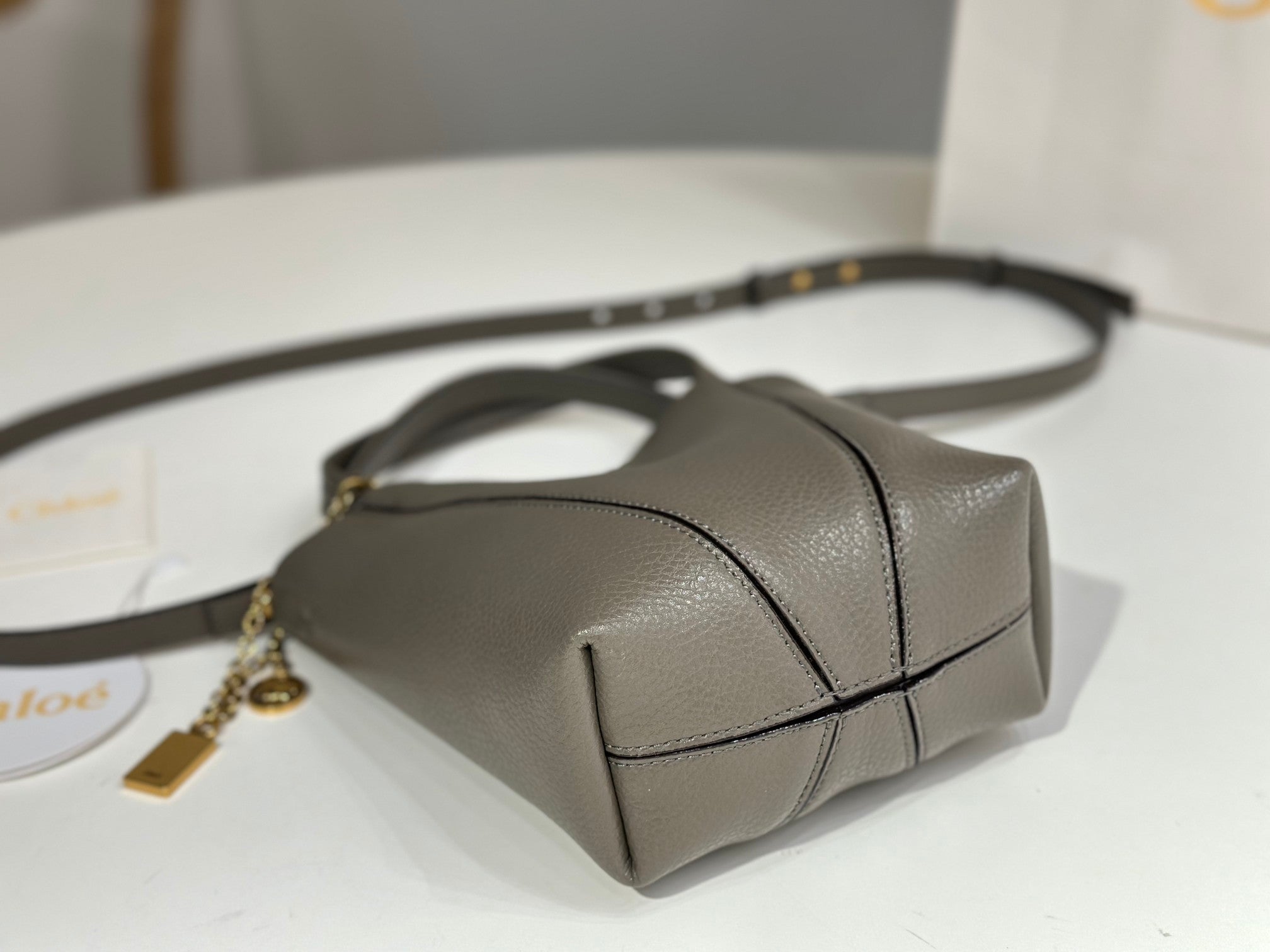 Chloe Spin Tote Bag Small 18cm Grey Calfskin 272291
