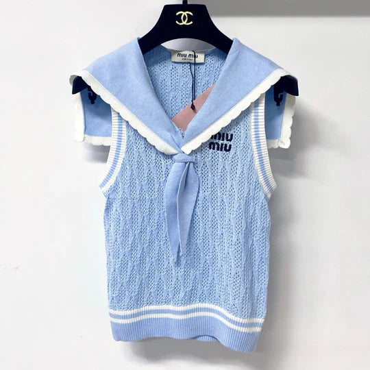 Miu Miu Vest Blue in Wool 305891
