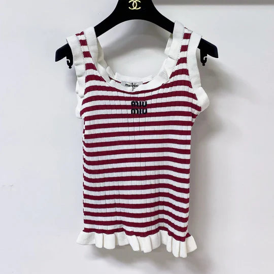Miu Miu Short-Sleeve T-Shirt Red White in Acrylic 305823