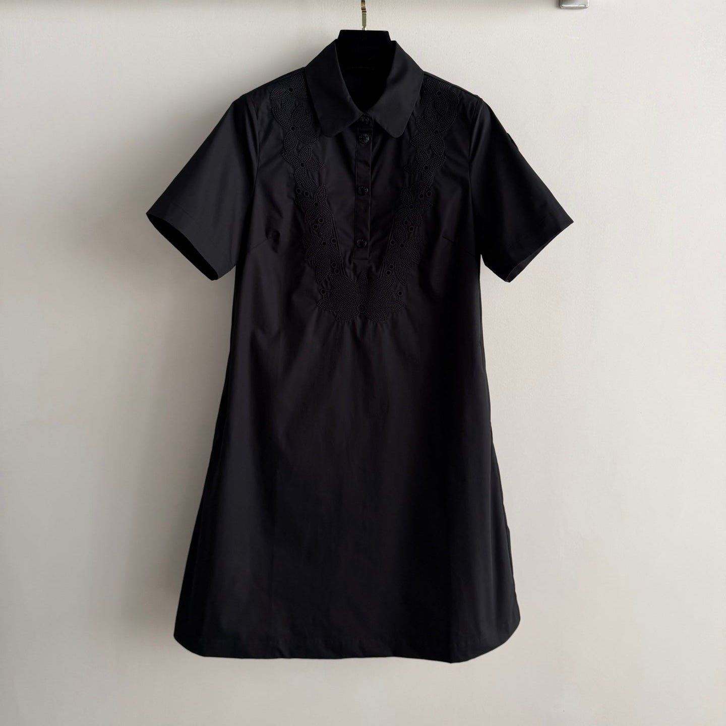 Moncler 26 Collared Shirt Dress Black in Cotton 374733
