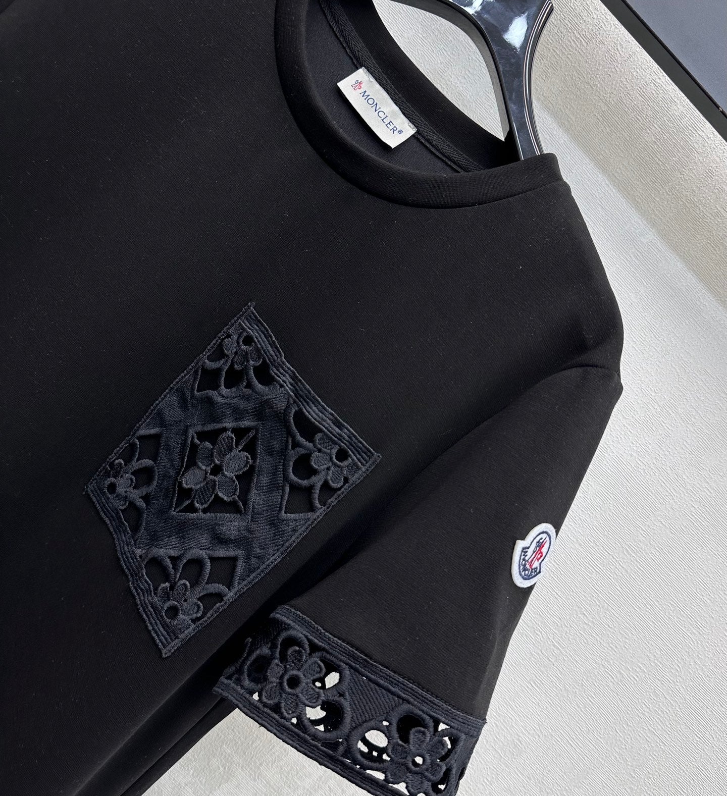 Moncler 26 Lace Patchwork Dress Black in Cotton 366760