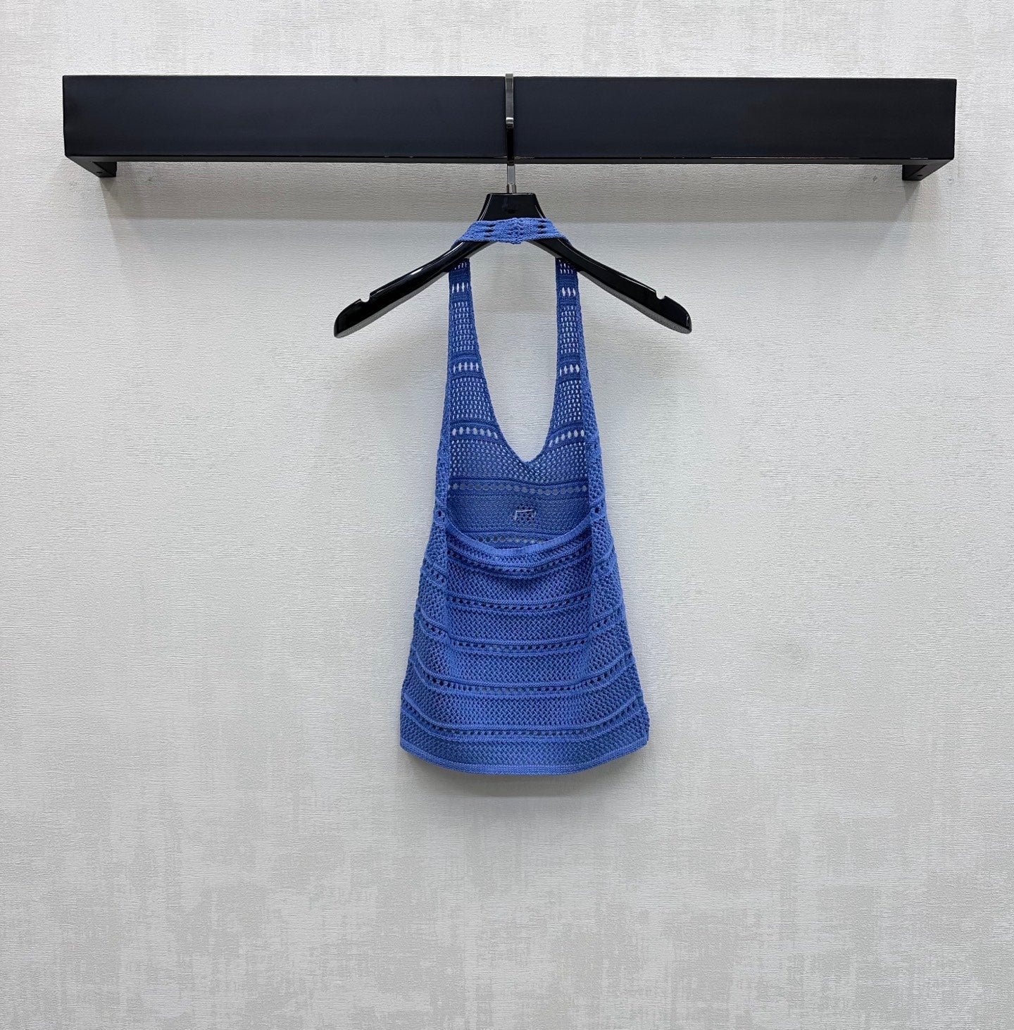 CC 26 Halter Neck Openwork Knit Vest Blue in Wool 385353