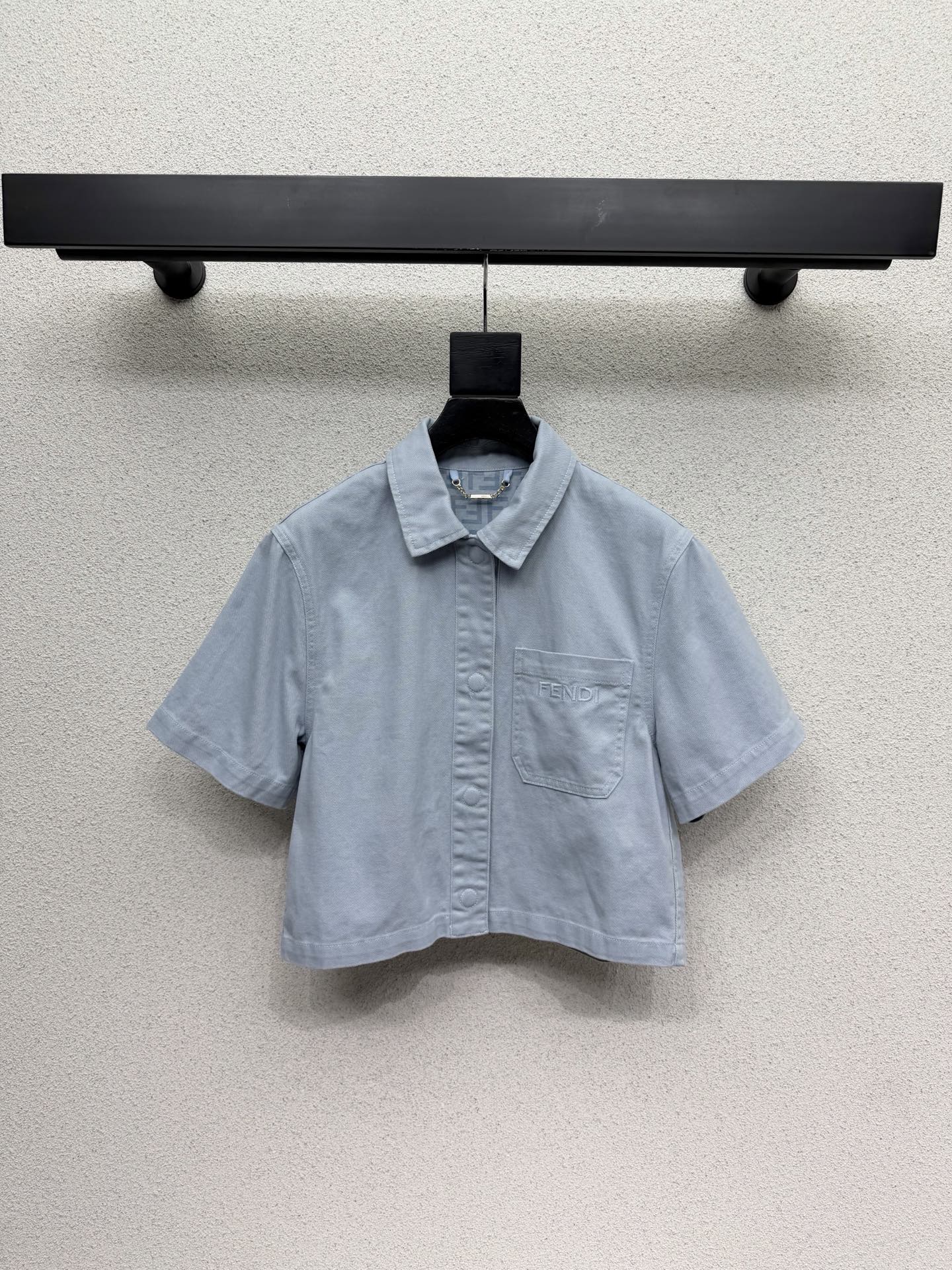 FD Denim Short-sleeved Top in Cotton 384277