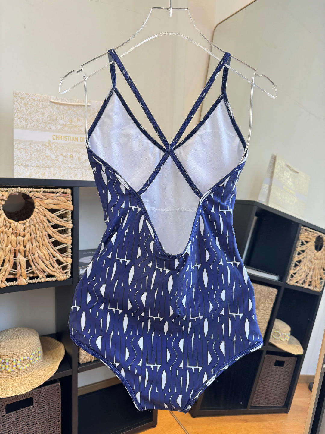 CD One-Piece Bikini White Blue in Polyamide 261390