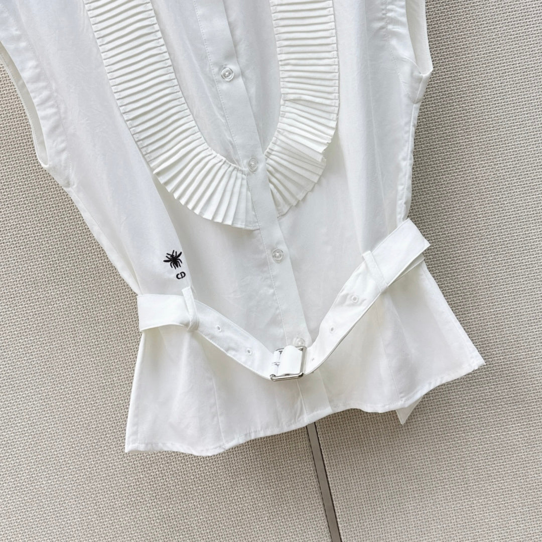 CD 26 Accordion Pleated Lace-Trimmed White in Cotton 387173
