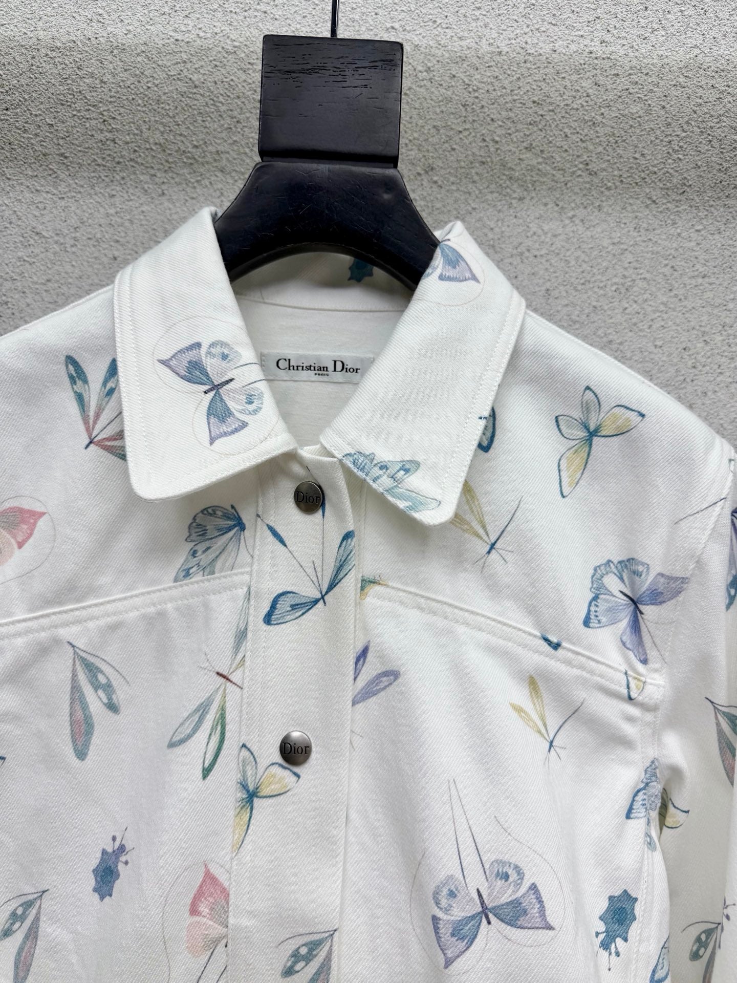 CD Printed Butterfly Jacket White in Cotton 388396