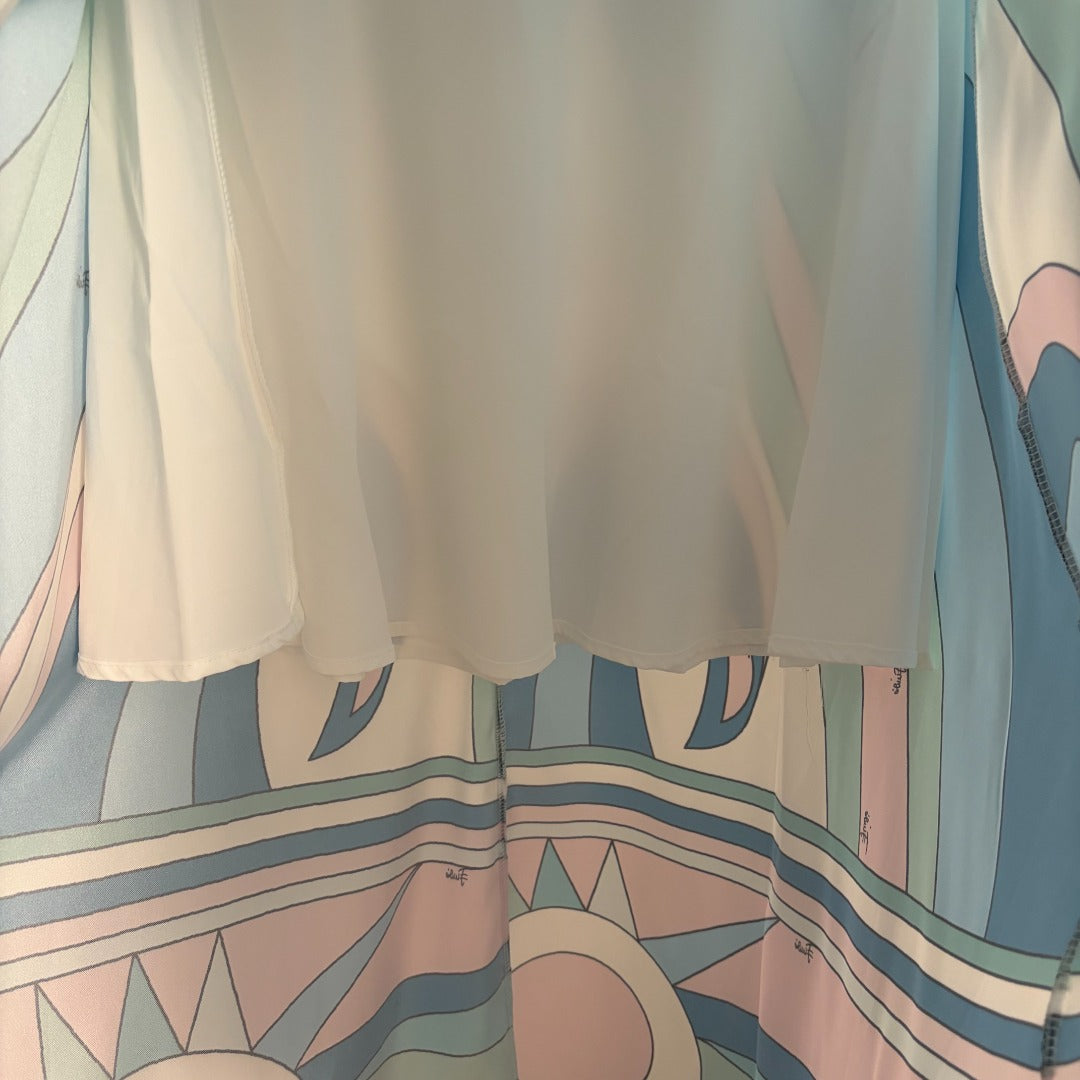Pucci Color-blocked Printed Vest Top + irregular Slit High-waisted Skirt in 454900