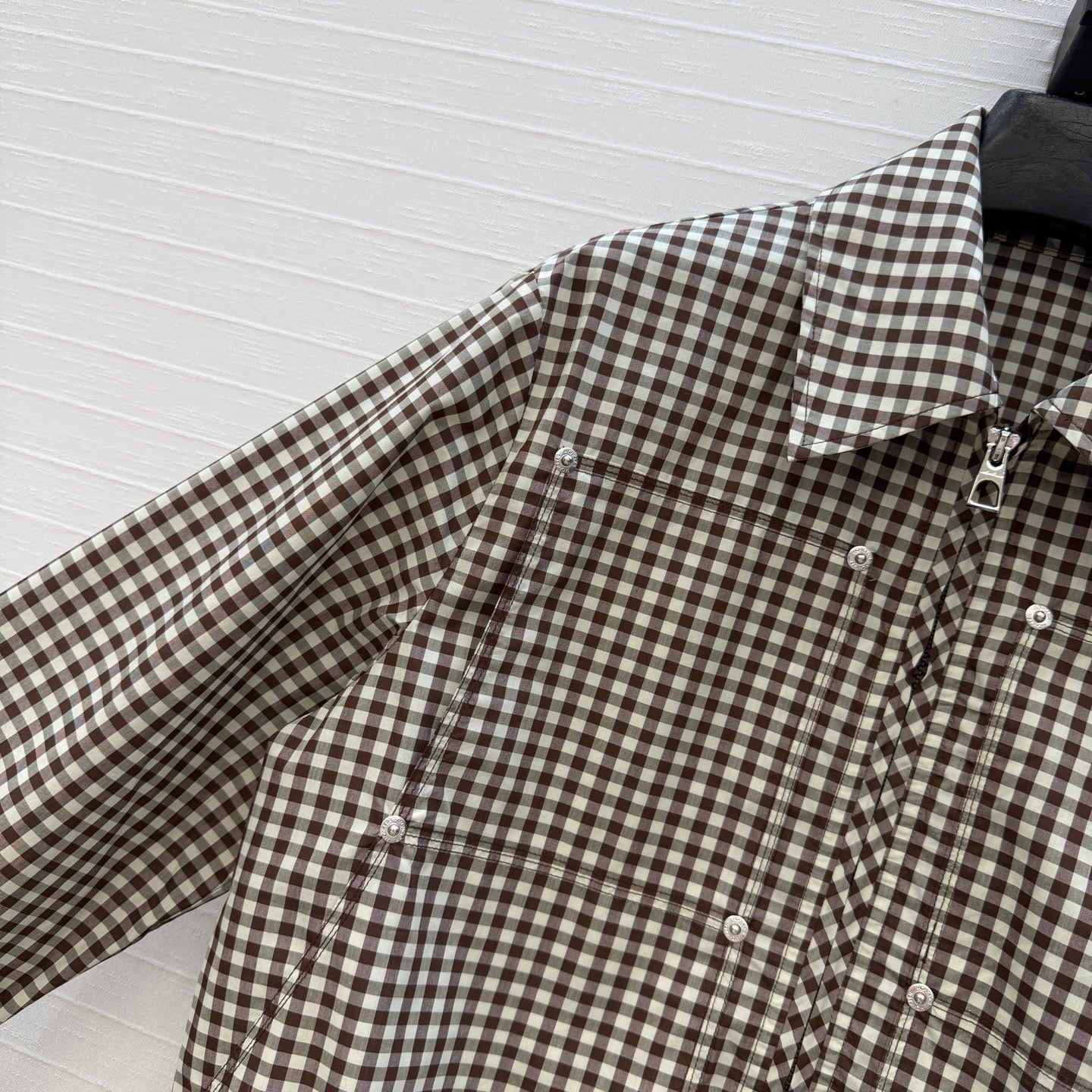 Moncler 26 Check Shirt Jacket Black White in Cotton 389778