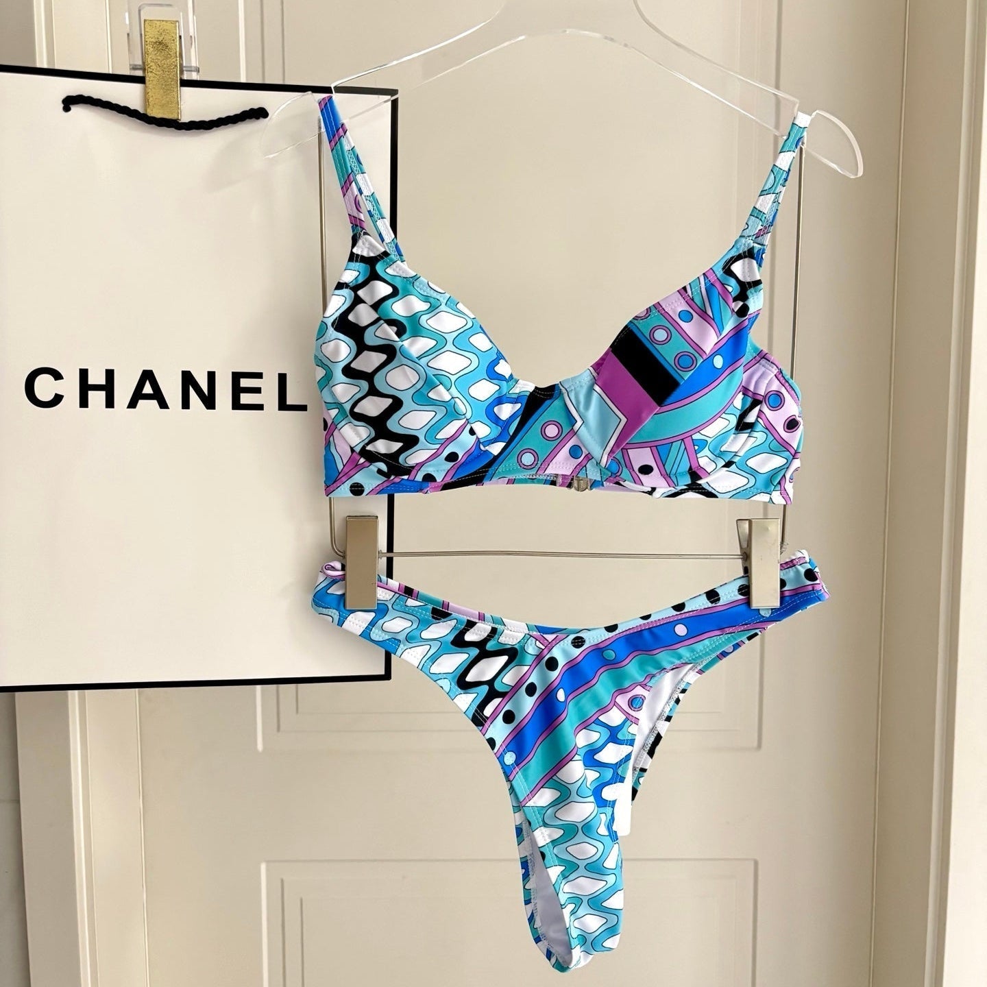 Pucci Printed Two-Piece Bikini Blue Cotton Blend228094