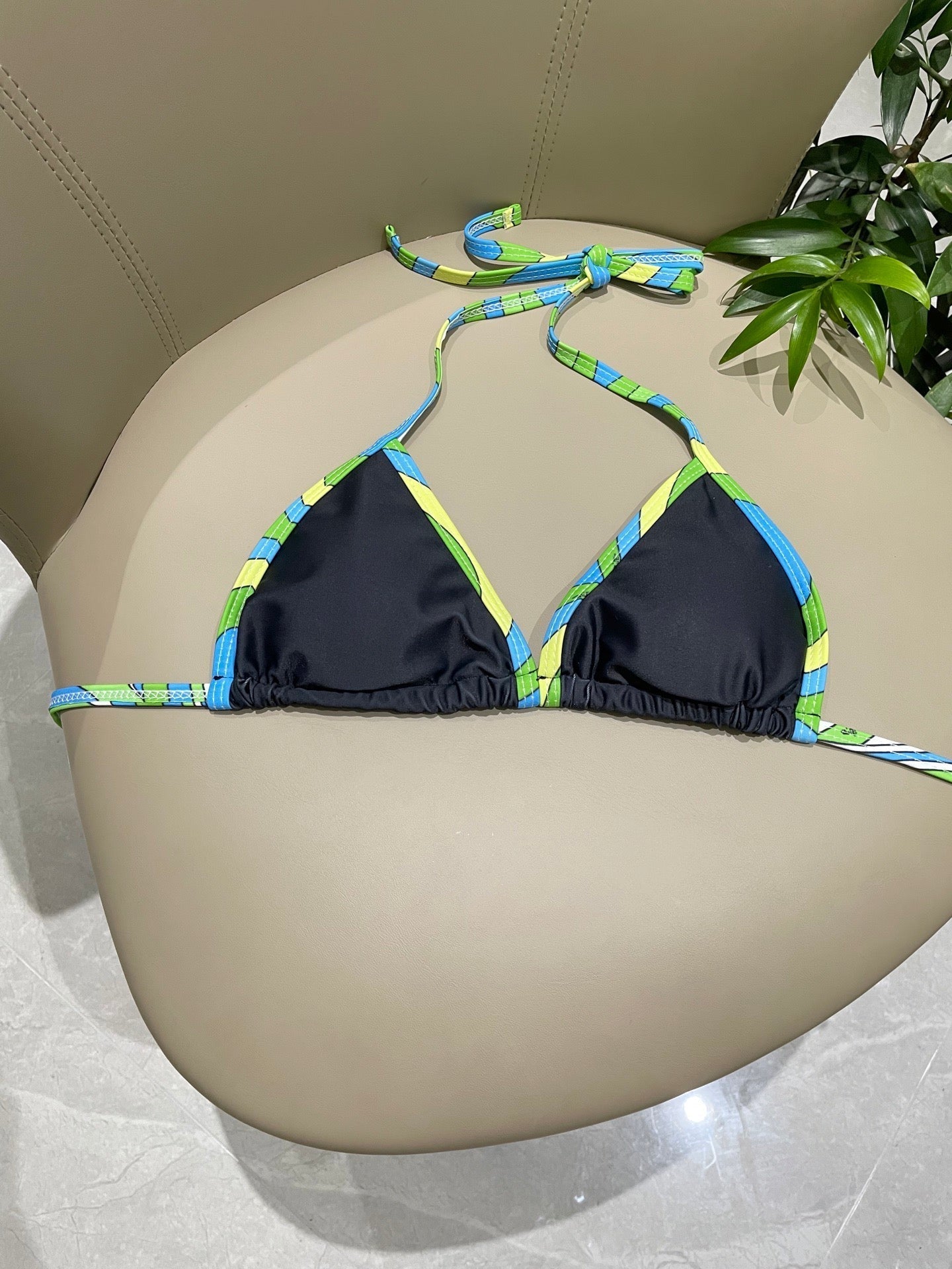 Pucci Multicolor Print Two-Piece Bikini Black Cotton Blend 149639