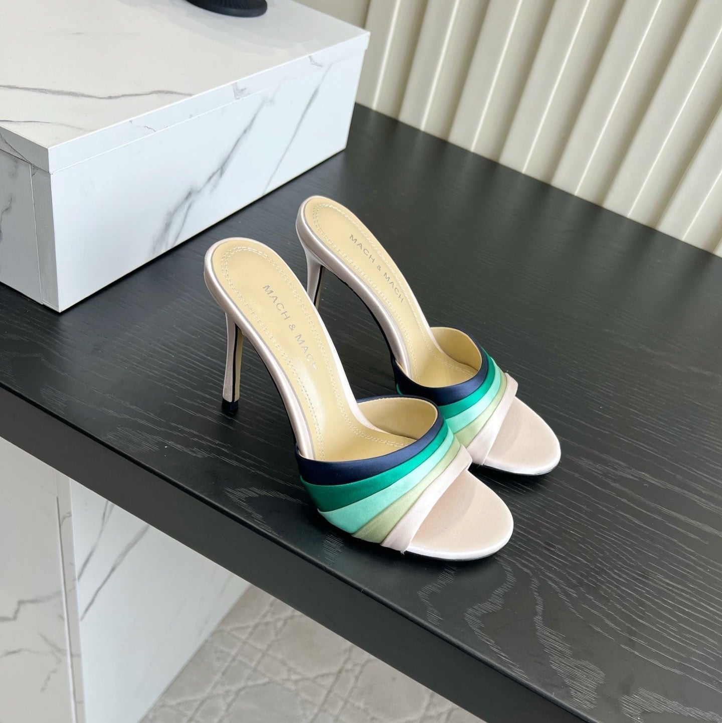 Mach Sandals 9.5cm Beige Ombre Satin 851916