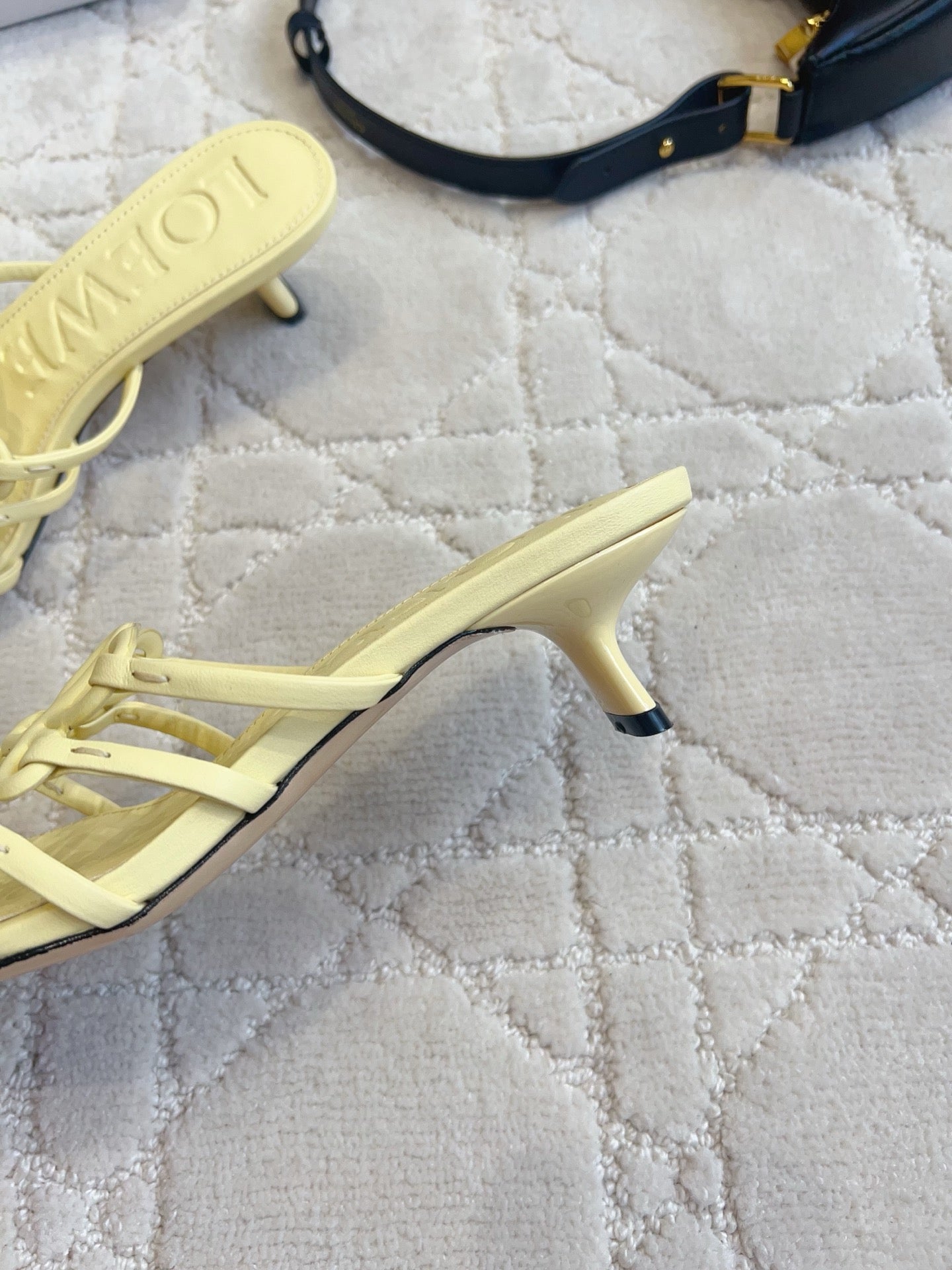 Loew Woven Square-Toe Sandals 3.5cm Yellow Lambskin 851674