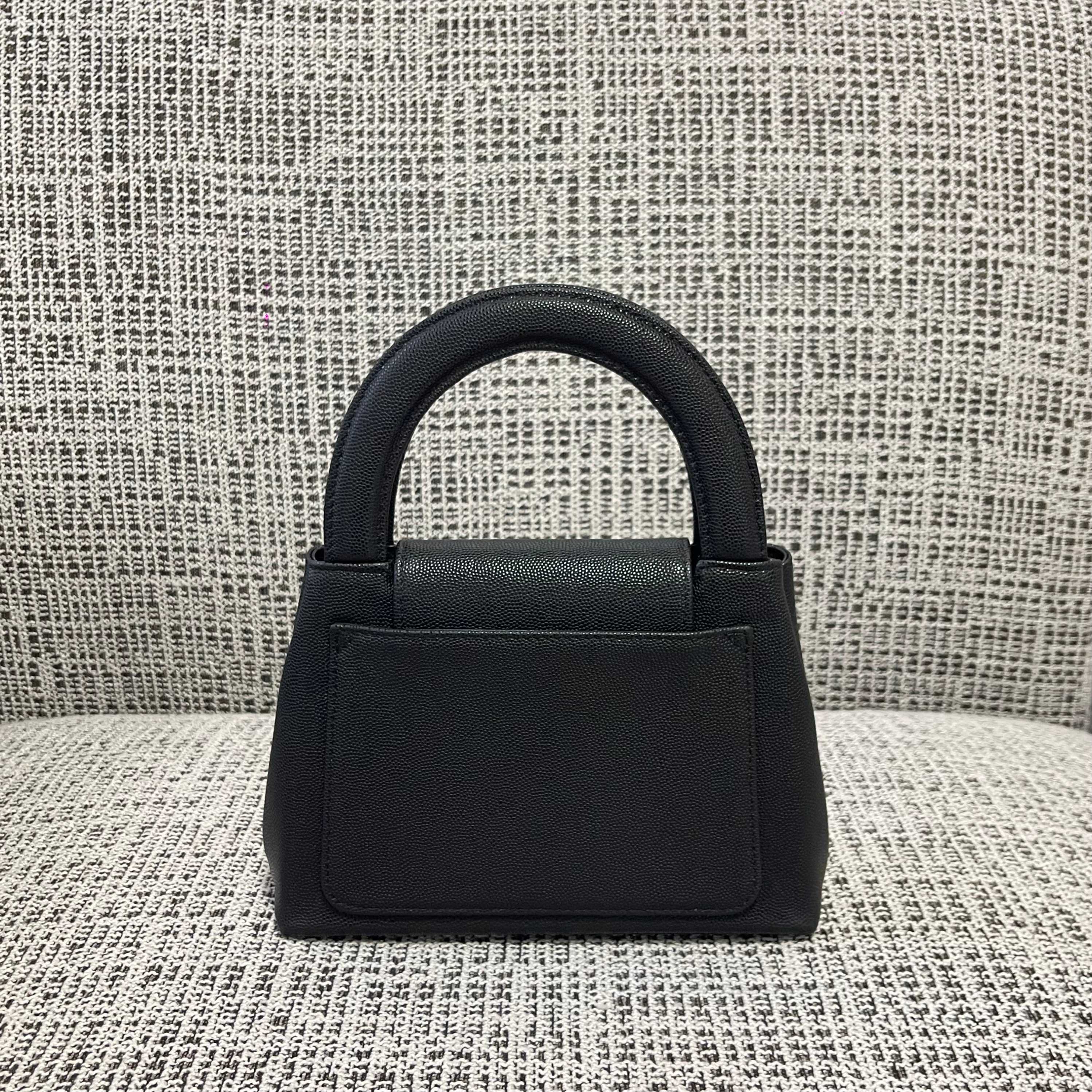 CC Vintage Mini Kelly Handbag 25cm Black Caviar Leather