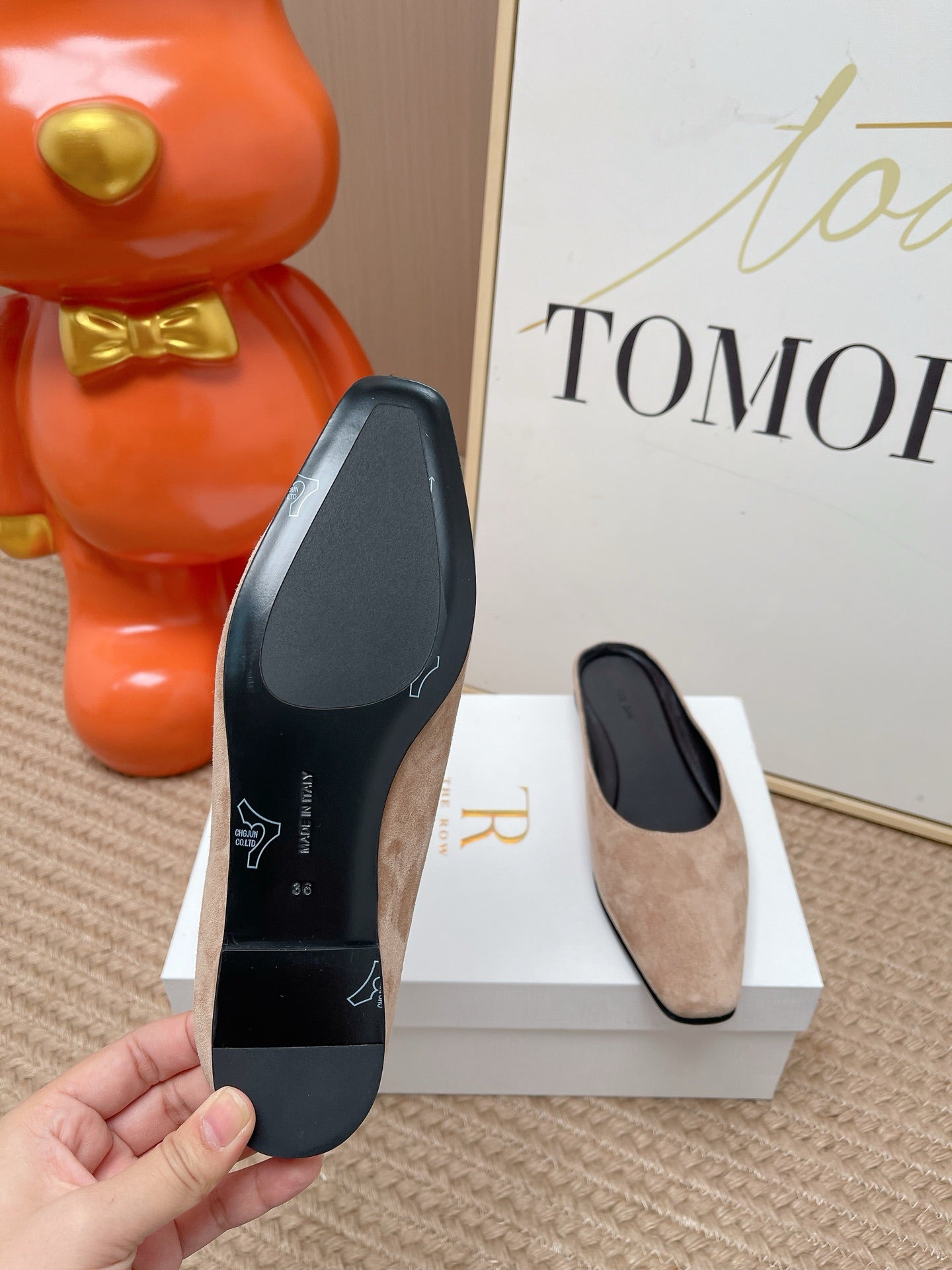 TR June Square Toe Mules Beige Suede 856176