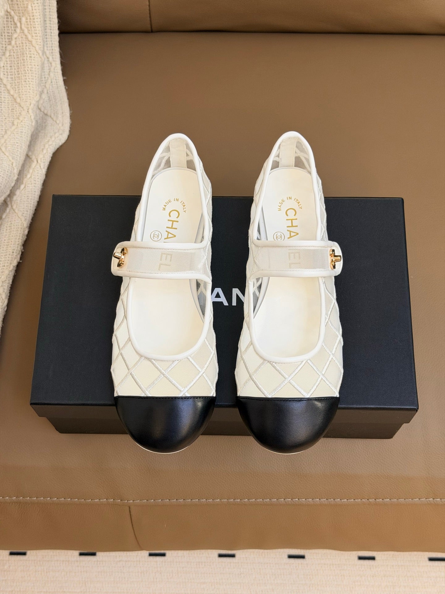 CC Coco Beach 2026 Mesh Mary Jane White Black Cowhide 888707