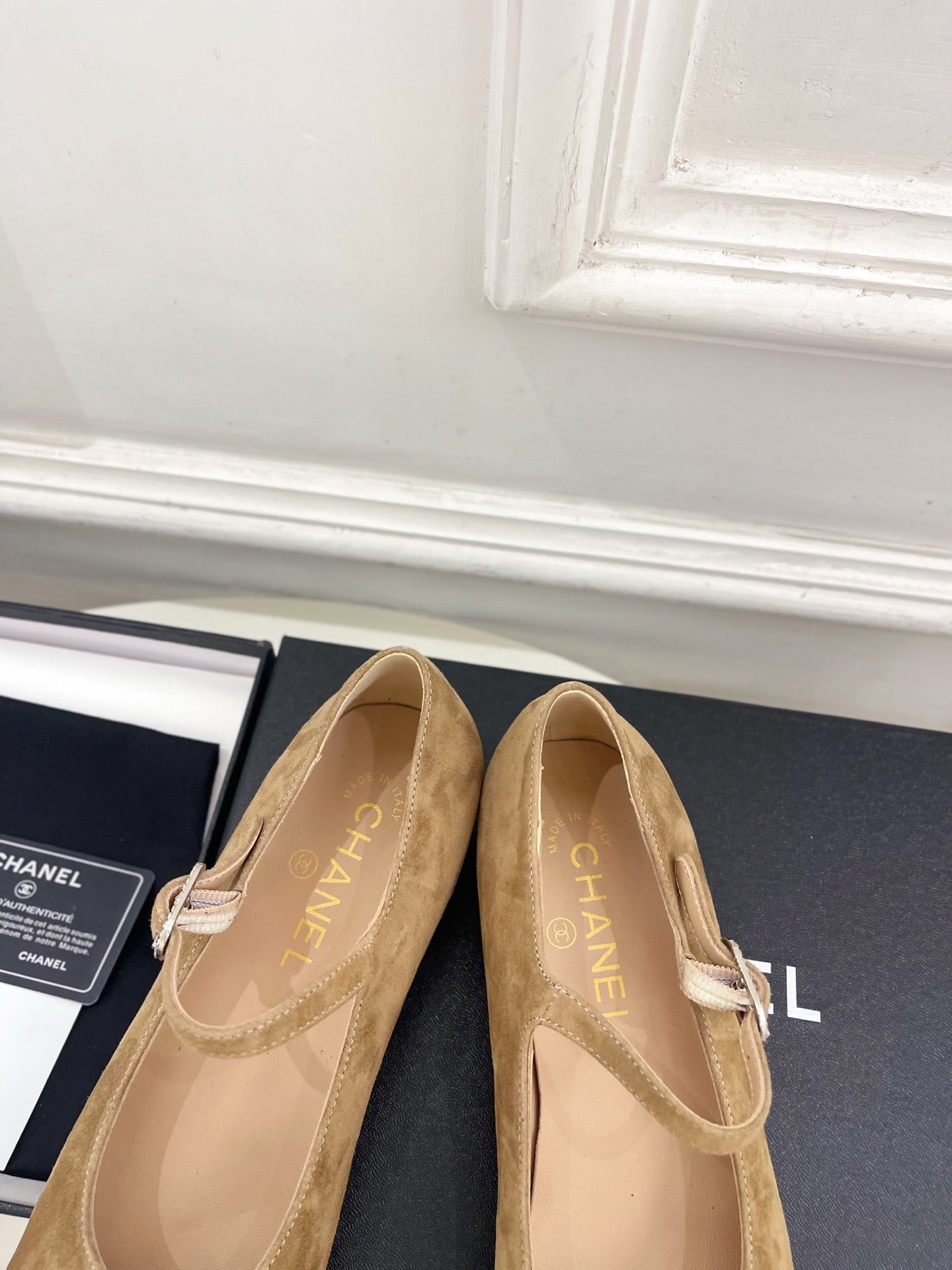 CC Square Toe Mary Jane Flats 2.5cm Brown Suede 891751