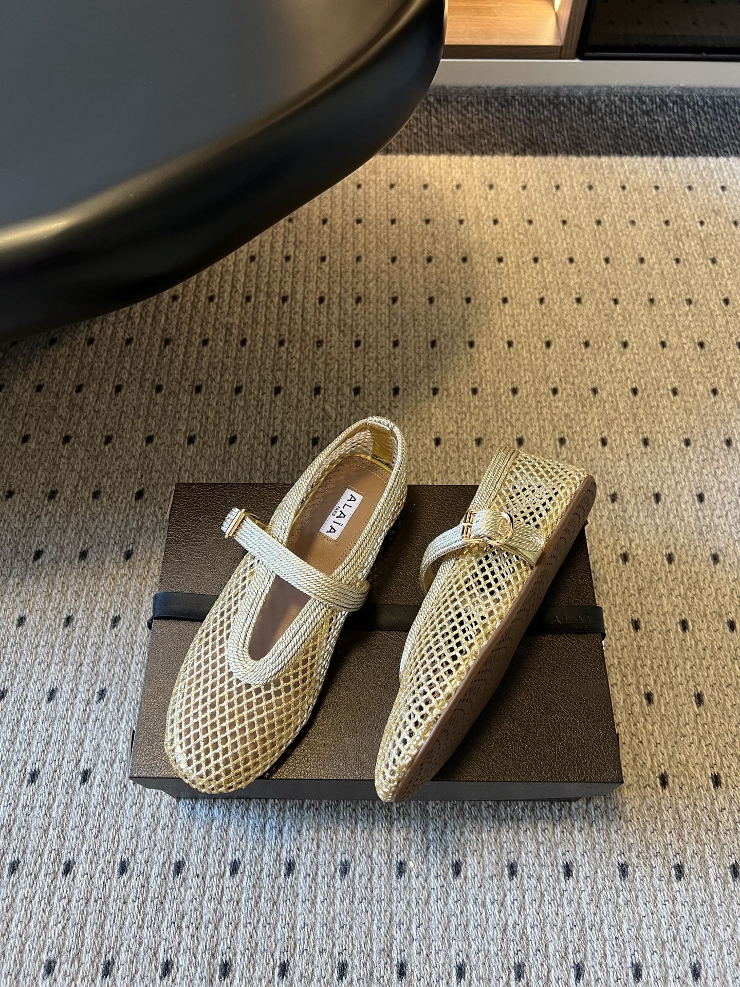 Alaia 26ss Fishnet Ballet Flats Mesh