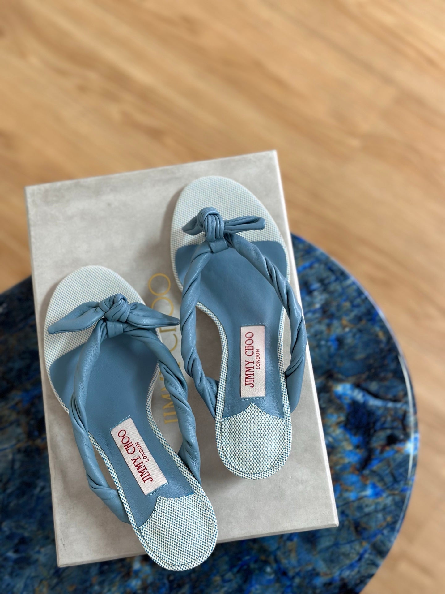 JC Liss 30MM Sandals Blue Leather 929067