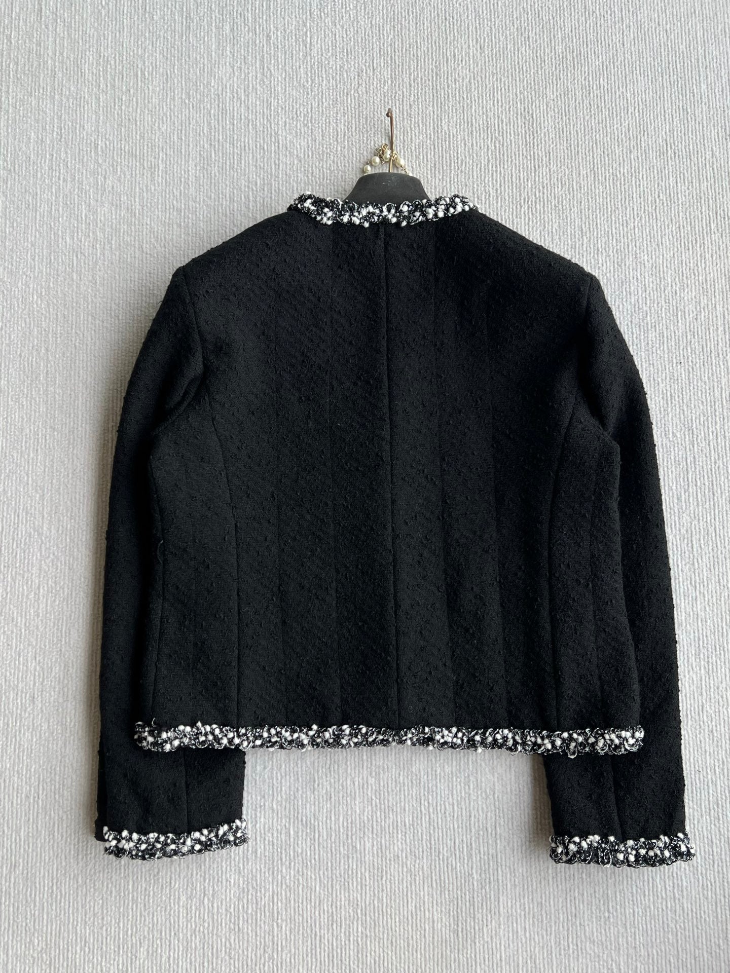 CC Frayed Tweed Jacket Black Wool 412387