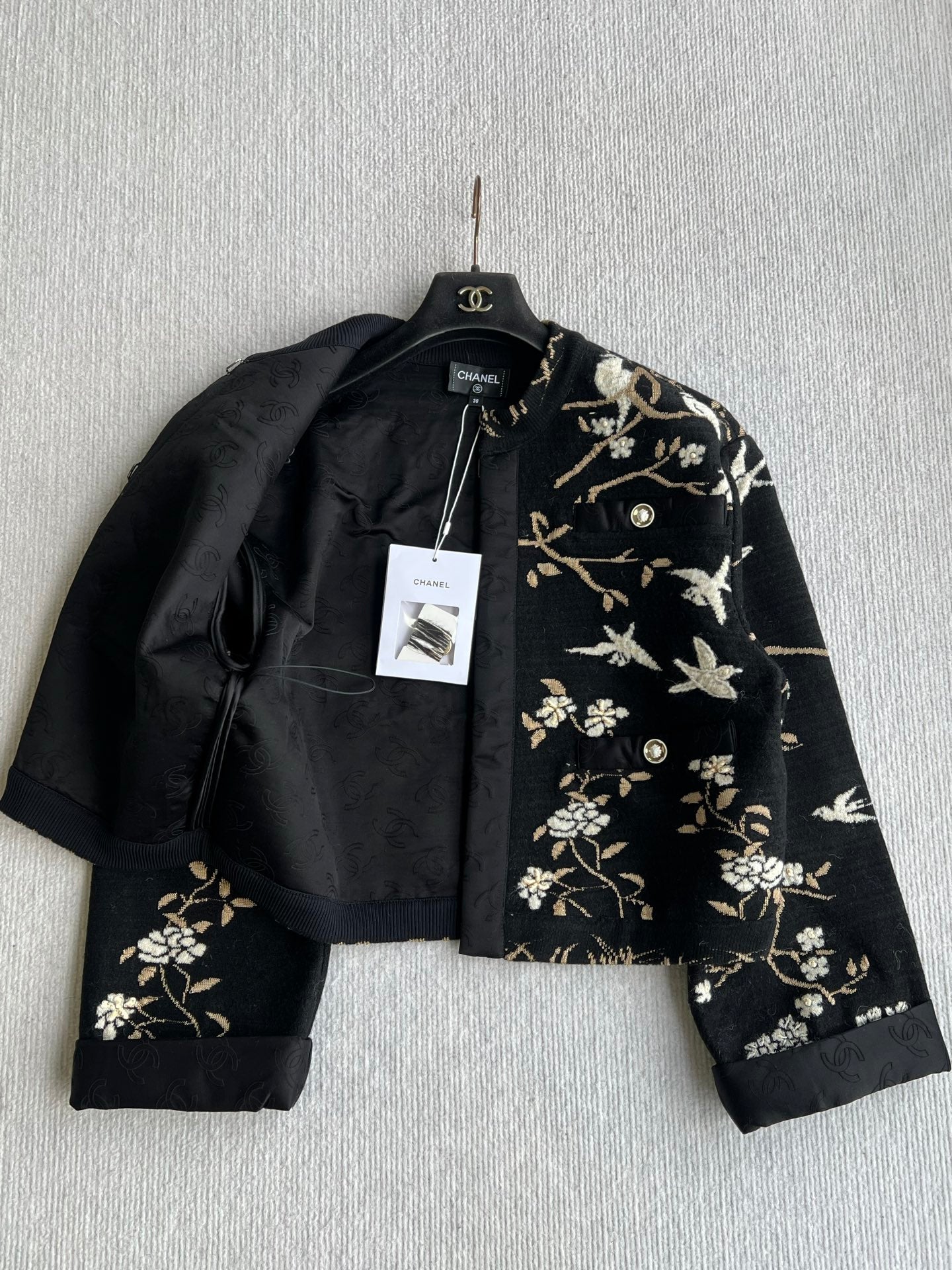 CC Métiers d'Art Embroidered Jacket Black Gold Wool 412372