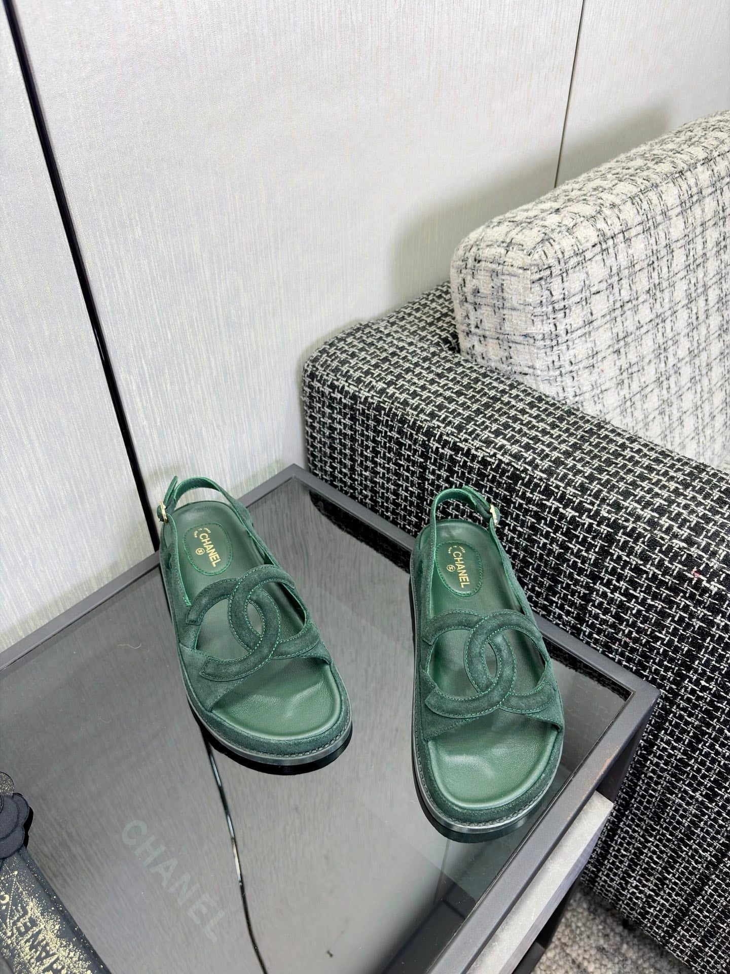 CC Sandals Green Suede Leather 935909