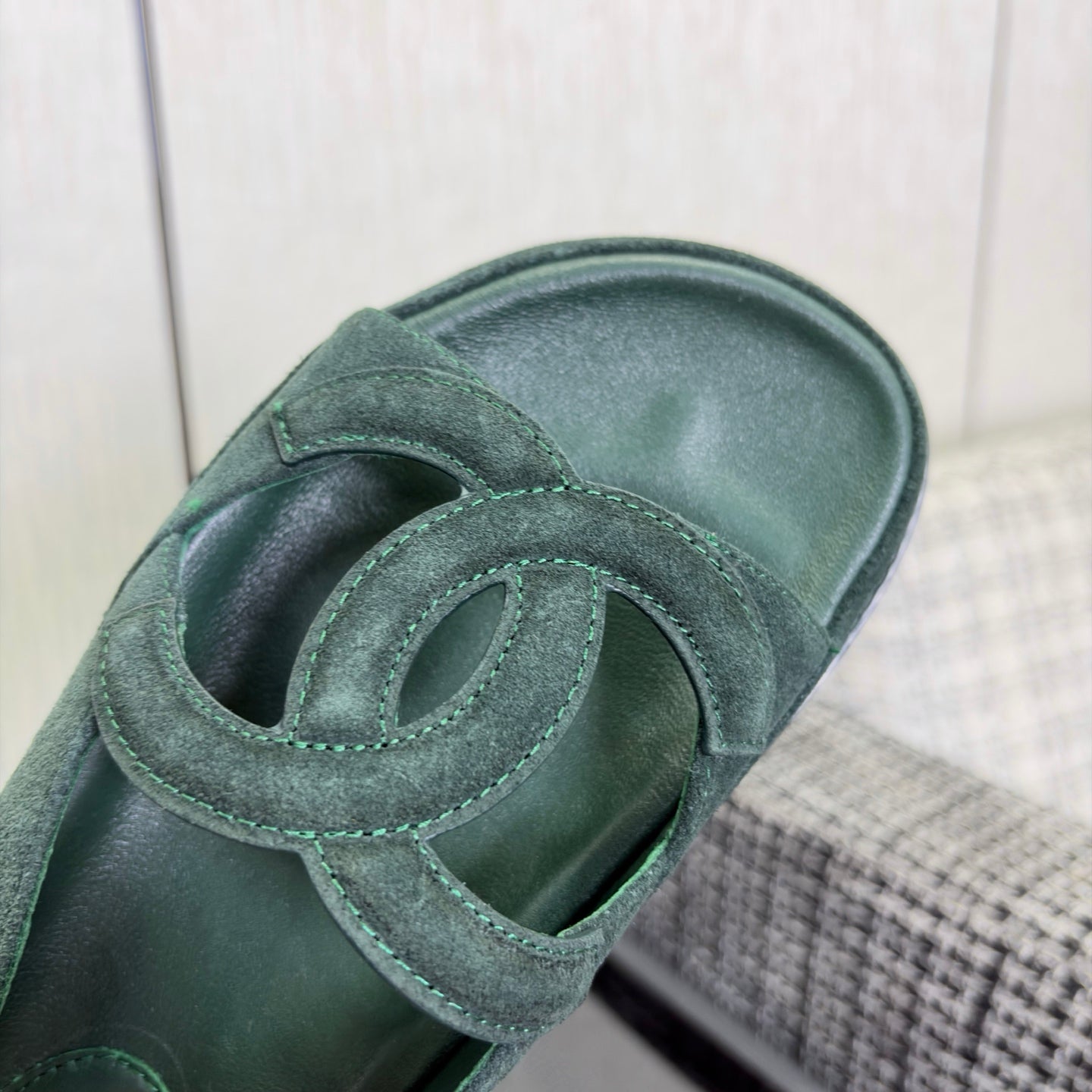 CC Sandals Green Suede Leather 935909