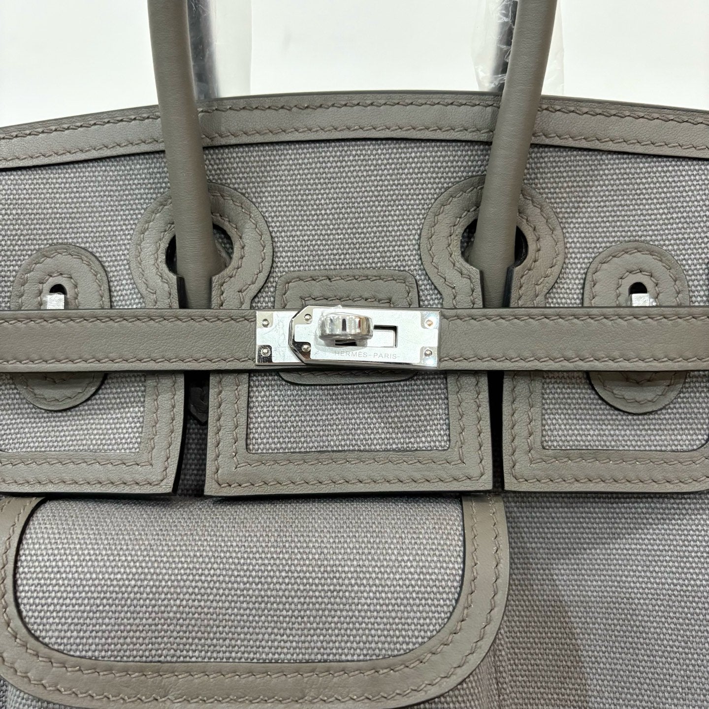 HM Birkin Cargo 25CM Handbag Grey Swift Canvas