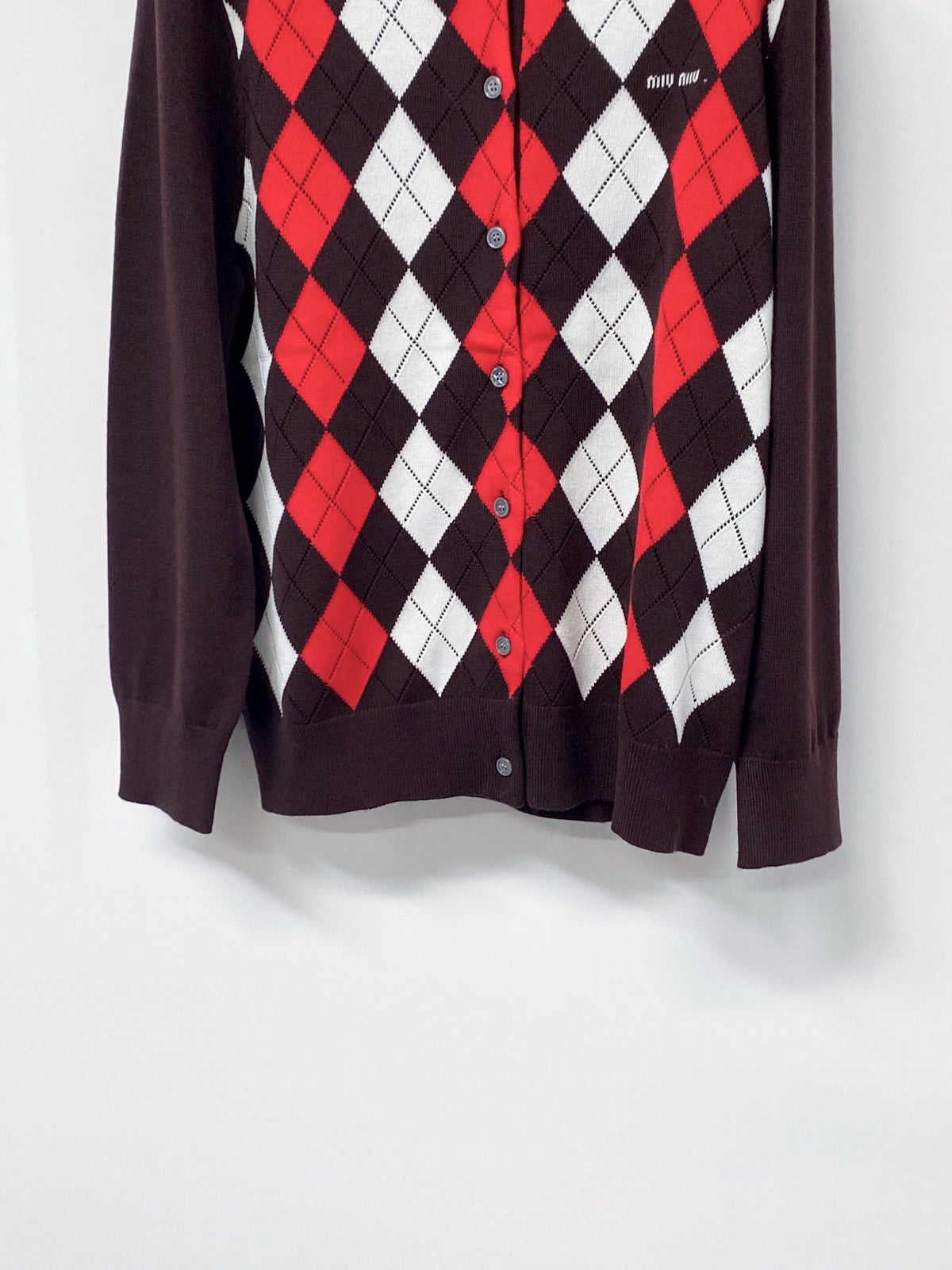 Miu Argyle Polo Sweater Wool 799765