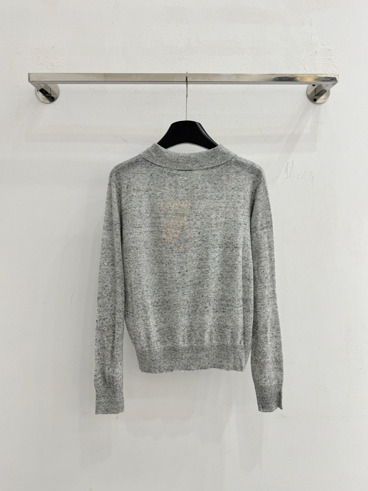 Miu Logo Patch Knit Polo Sweater Wool 794377