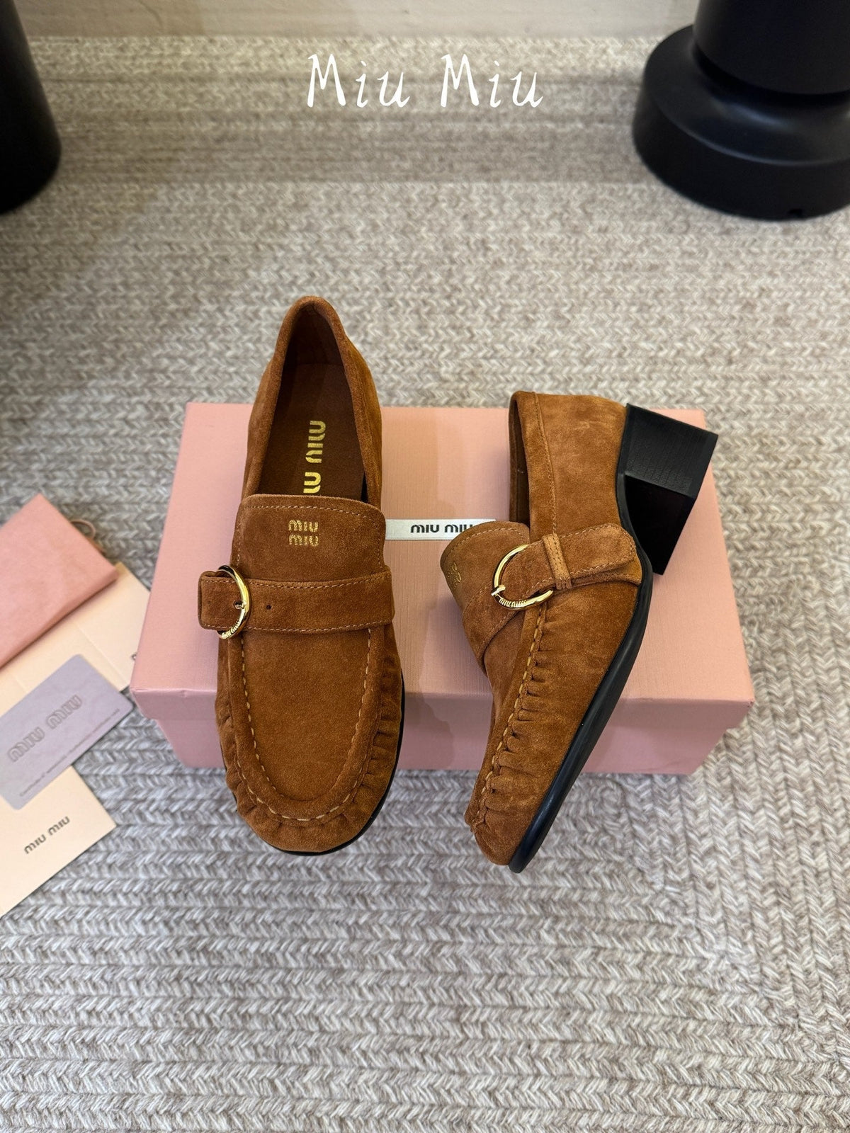 Miumiu 26s Heel Loafers 5cm Brown Suede