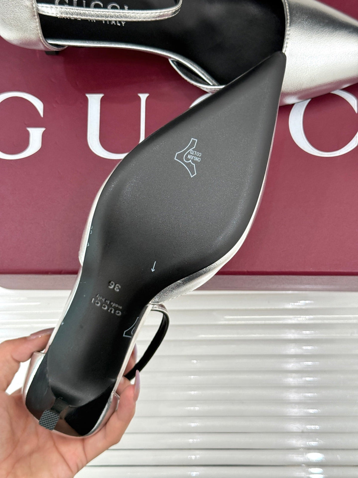 Gucci 26s High Heels 5.5cm Silver Lambskin