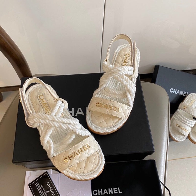 CC 26s Sandals White Fabric Calfskin 140031