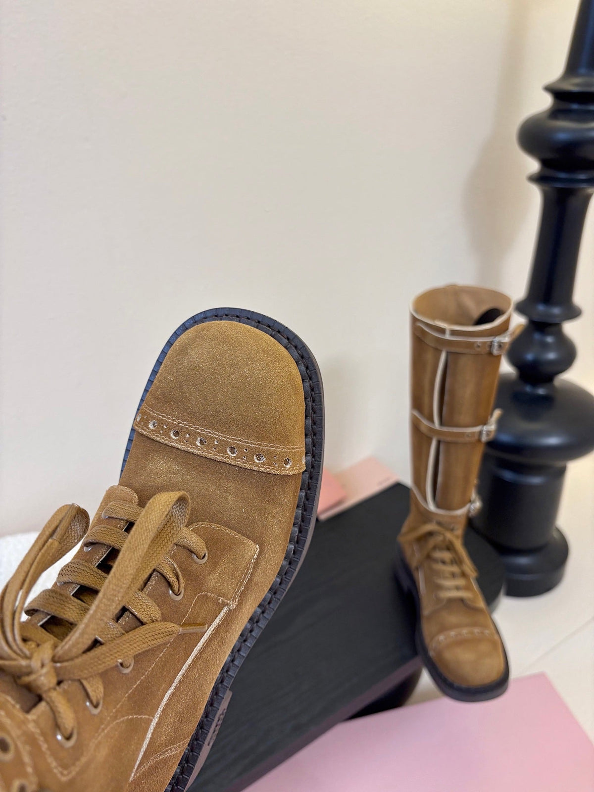 Miumiu 25s Army Boots Brown Suede