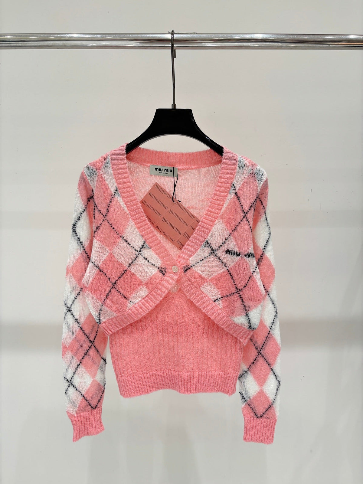 Miumiu 2026 Argyle Cardigan Knit 431816